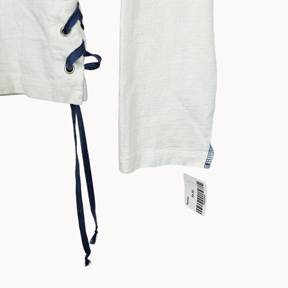 Tommy Girl Jeans Women's White Blue Top Shirt M Y2K Corset Punk Skater Rocker - Picture 6 of 16